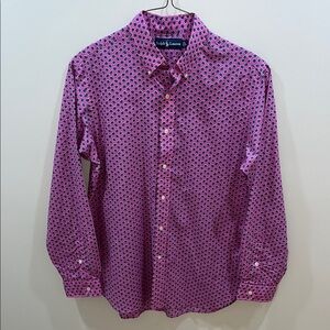 Ralph Lauren Men’s Pink With Green Paisley Pattern Button Down Shirt. Large.